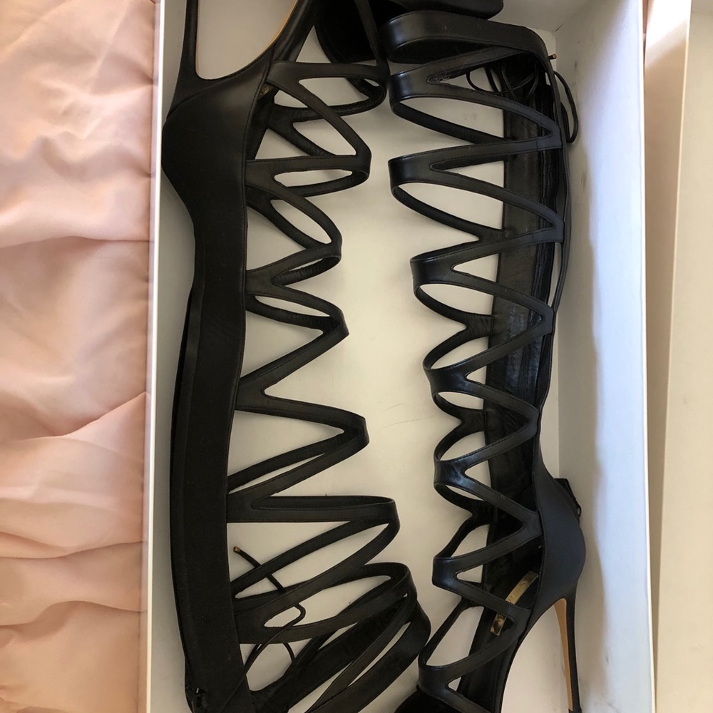 Casadei Black Leather Glatiator Pumps